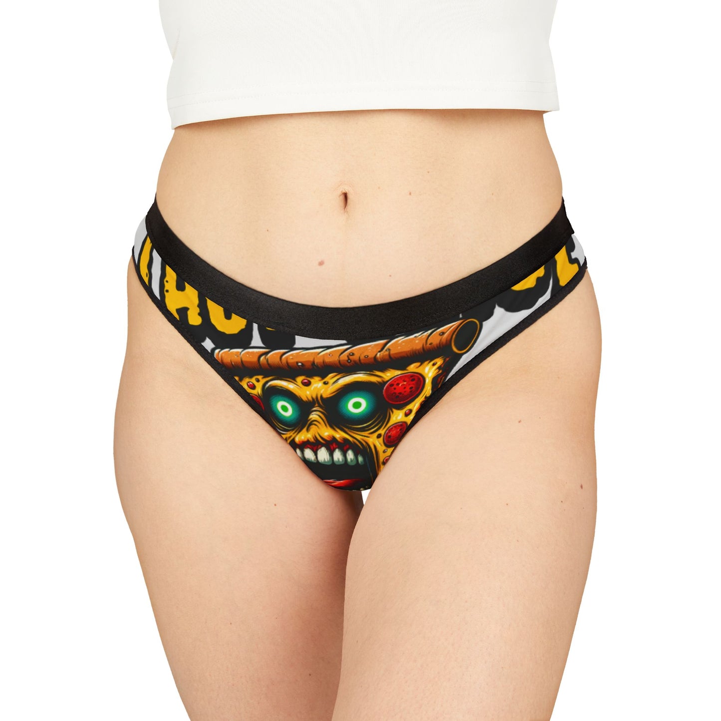Pizza Monster Women's Thongs - Fun & Quirky Undergarments for Pizza Lovers Sports