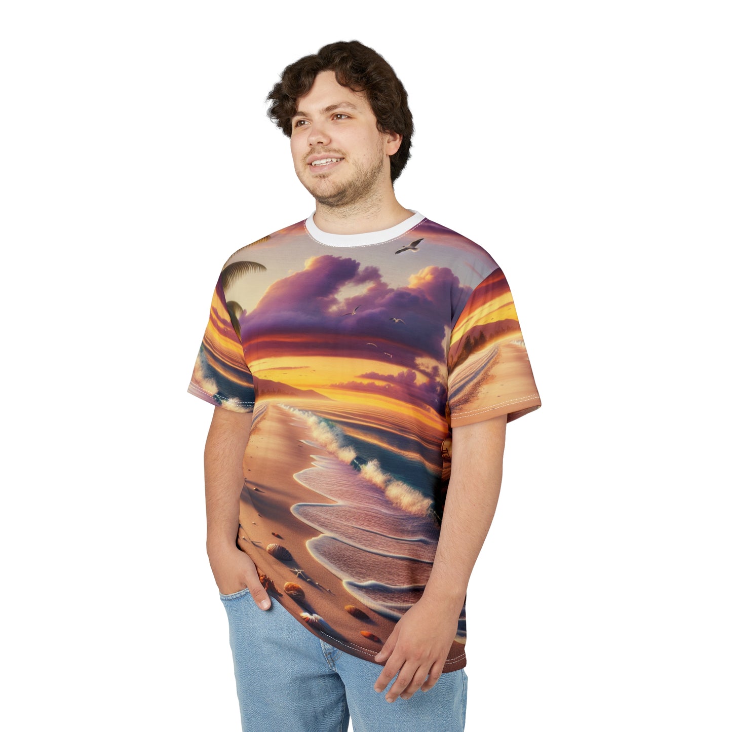 Sunset Beach Vibe Unisex Cut & Sew Tee - Perfect for Summer Escapes T-Shirts