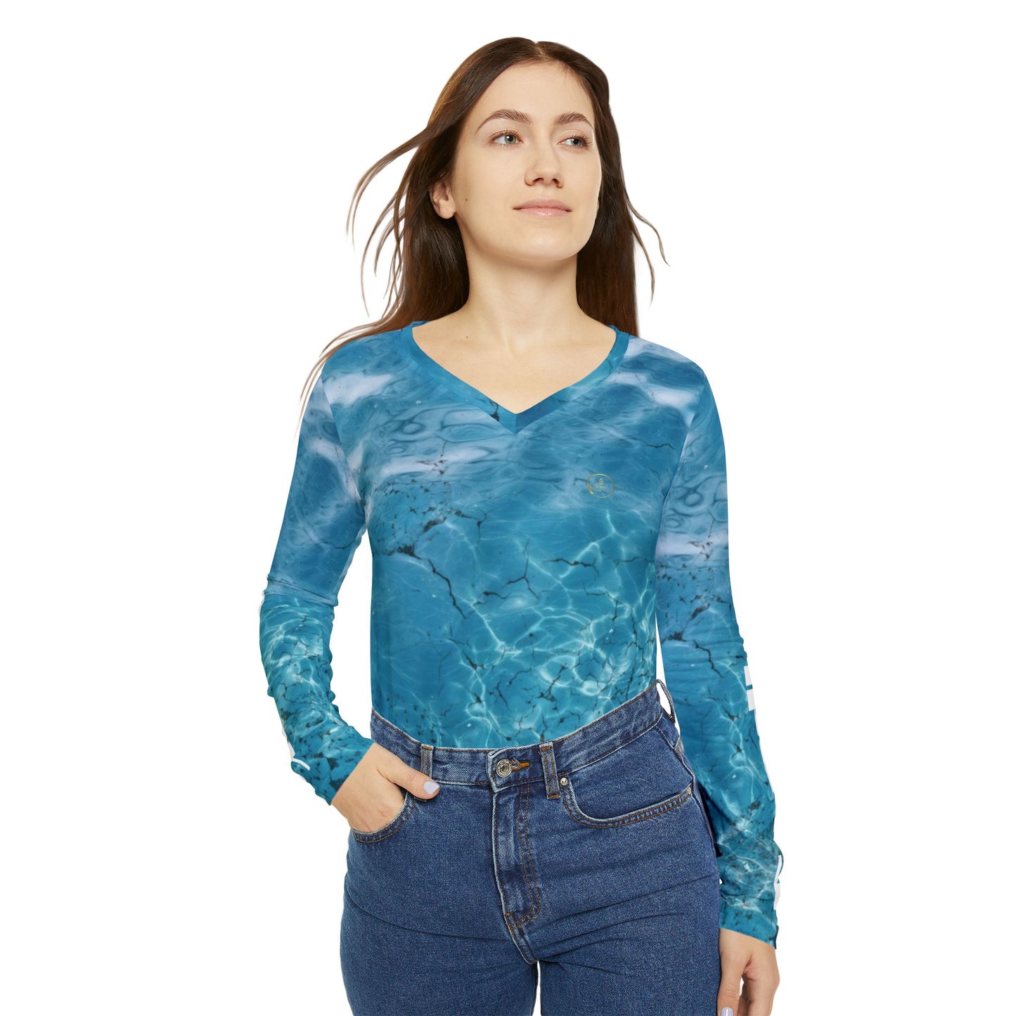 Sleeve V-Neck Shirt, Beachwear, Summer Fashion, Vacation Outfit, Water-Themed Apparel, Sports