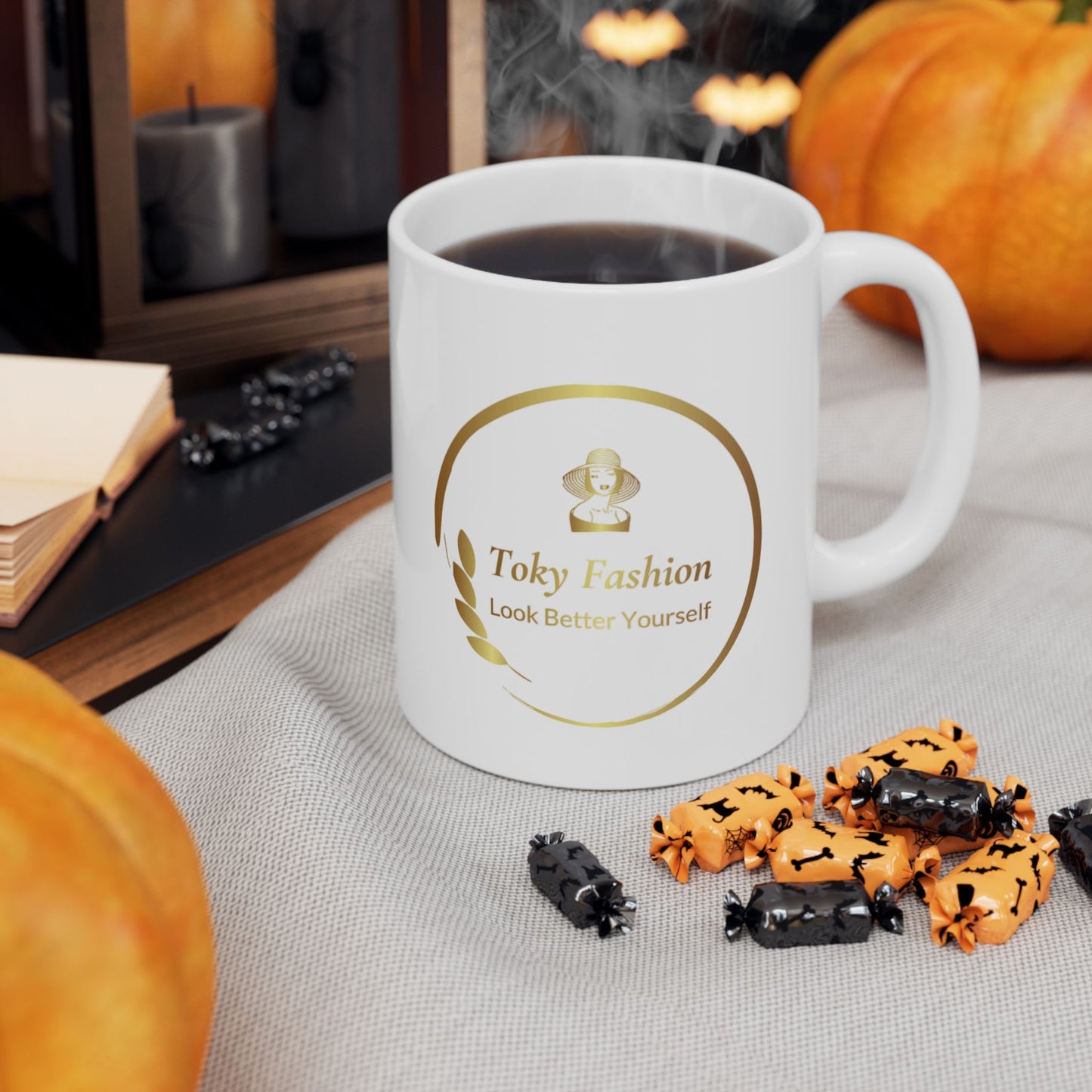 Ceramic Mug, Coffee Cup, TokyFashion Logo .