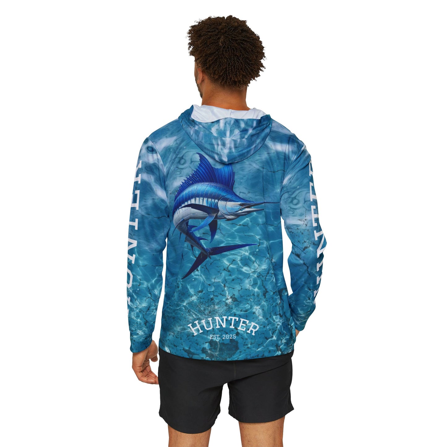 Men's Sports, Fishing Hoodie - Ocean Inspired Design with Marlin Graphic