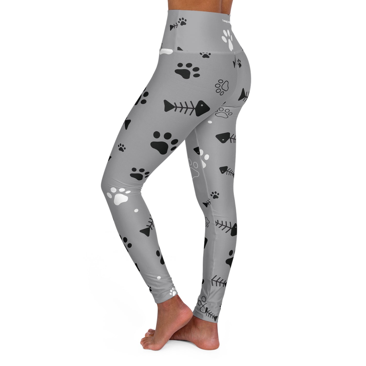 Pet Paw Print High Waisted Yoga Leggings, Animal Lover Activewear, Exercise Leggings, Sports, Cute Workout Pants