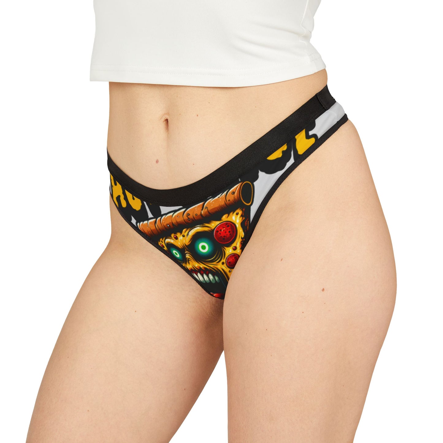 Pizza Monster Women's Thongs - Fun & Quirky Undergarments for Pizza Lovers Sports