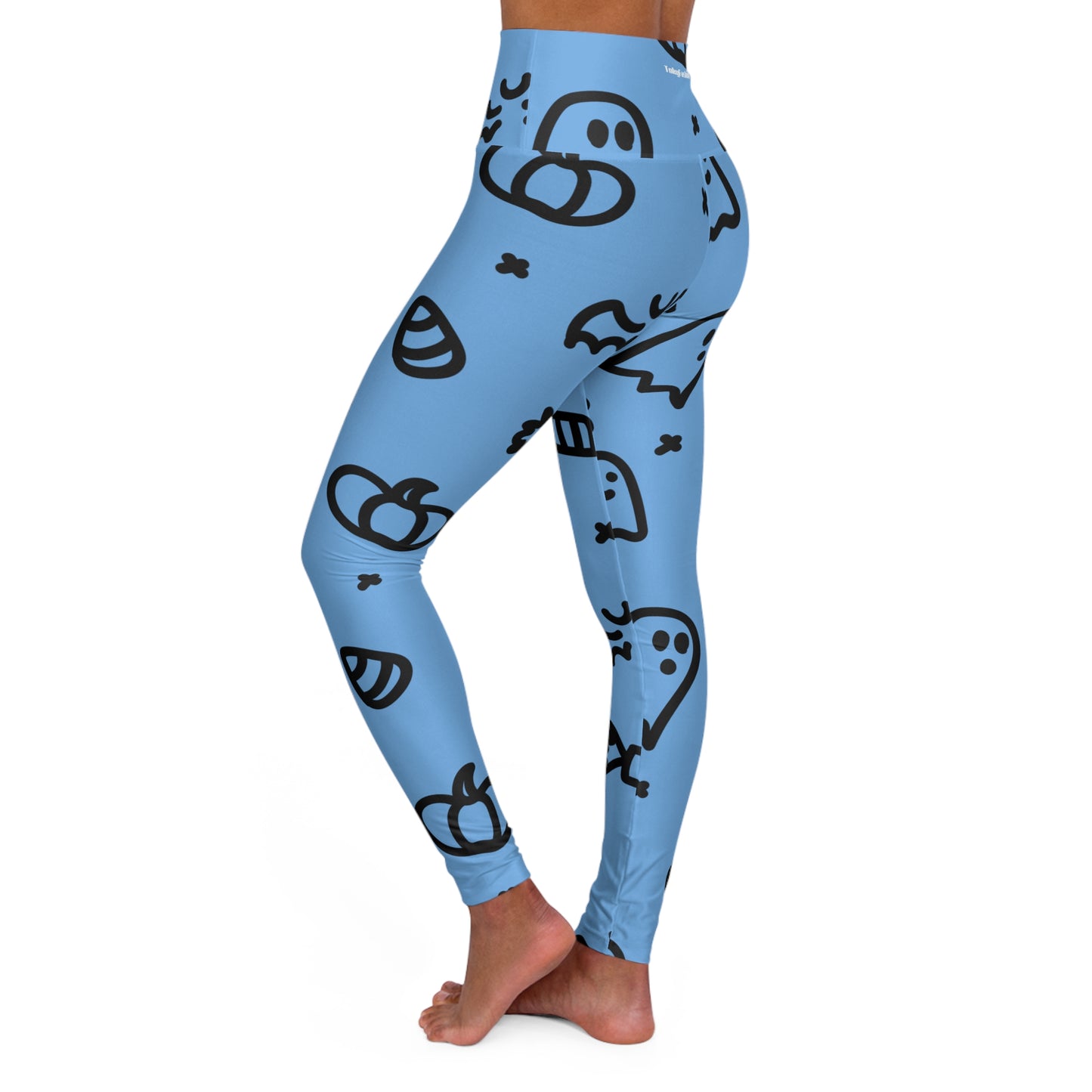 Spooky Ghost High Waisted Yoga Leggings | Halloween Fitness Gear, Sports Leggings for Yoga, Workout Tights, Comfortable Halloween Apparel