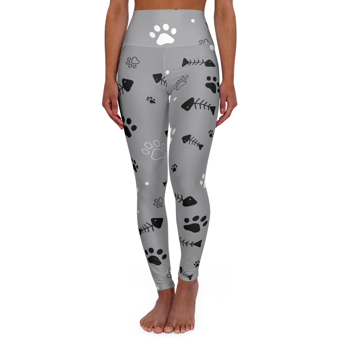 Pet Paw Print High Waisted Yoga Leggings, Animal Lover Activewear, Exercise Leggings, Sports, Cute Workout Pants