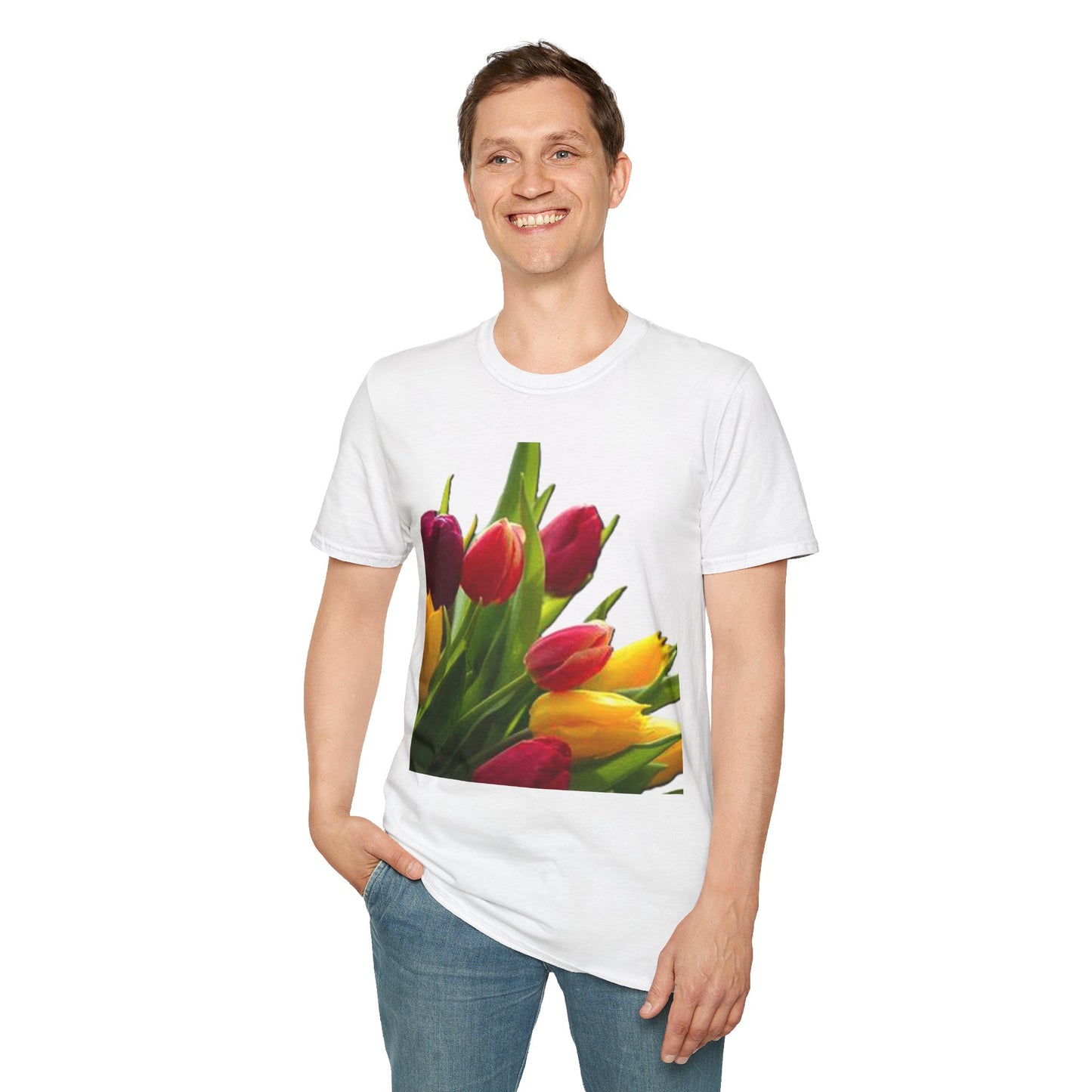 Floral Spring Unisex T-Shirt - Colorful Tulip Design for Nature Lovers