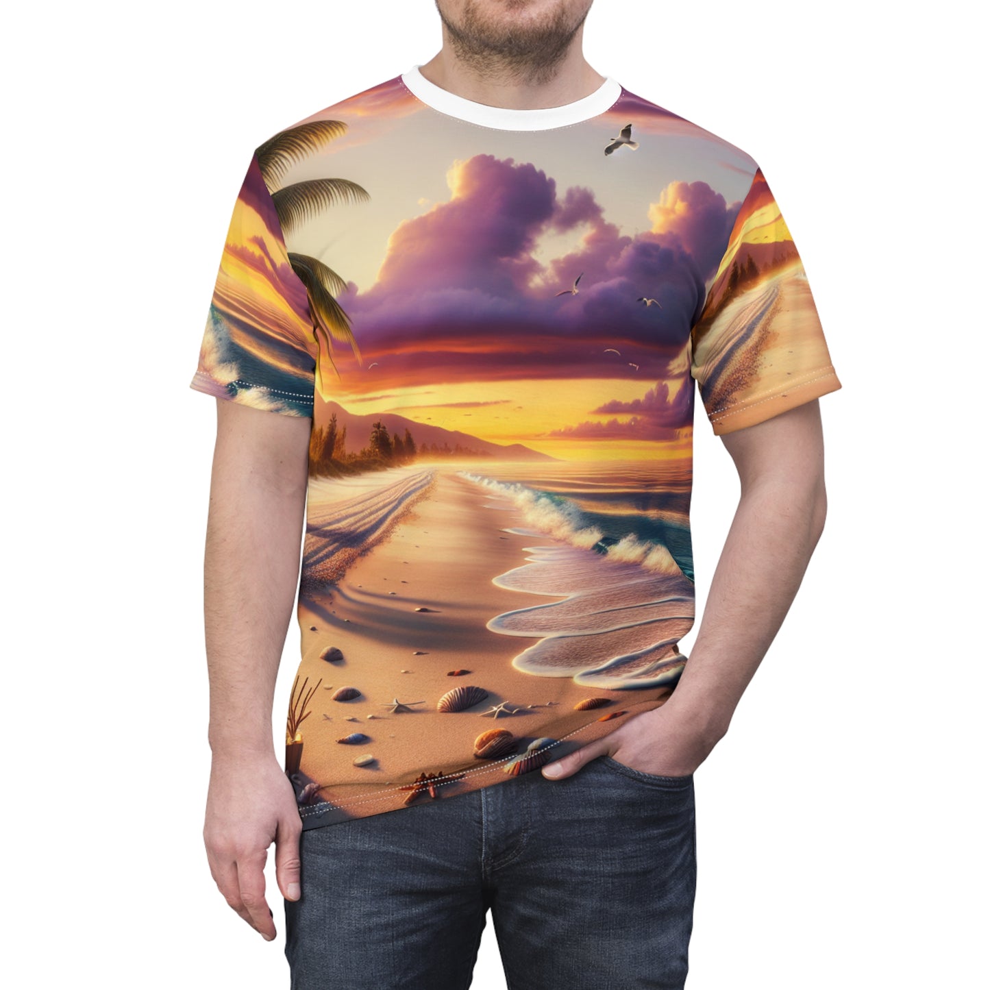 Sunset Beach Vibe Unisex Cut & Sew Tee - Perfect for Summer Escapes T-Shirts