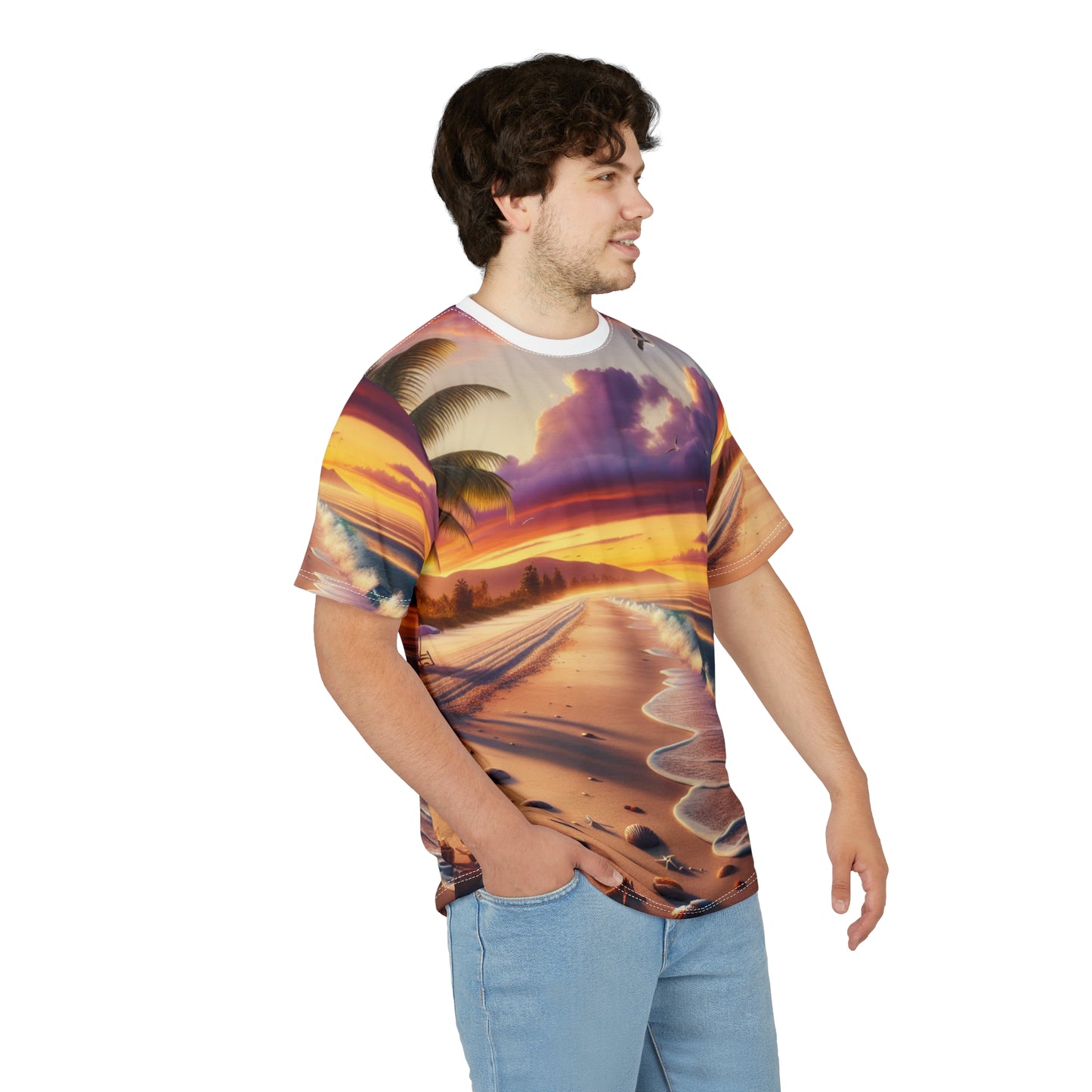 Sunset Beach Vibe Unisex Cut & Sew Tee - Perfect for Summer Escapes T-Shirts