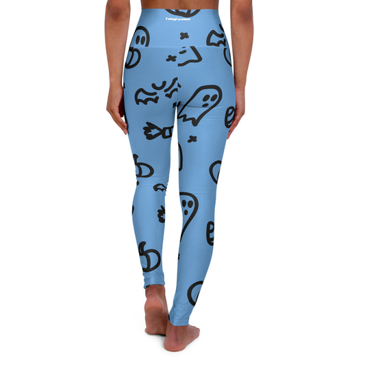 Spooky Ghost High Waisted Yoga Leggings | Halloween Fitness Gear, Sports Leggings for Yoga, Workout Tights, Comfortable Halloween Apparel