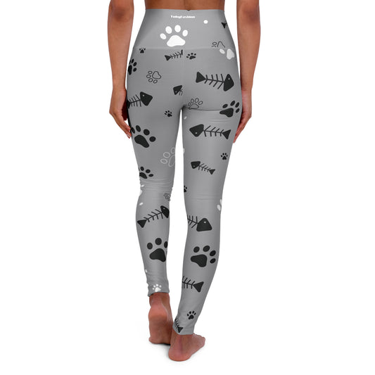 Pet Paw Print High Waisted Yoga Leggings, Animal Lover Activewear, Exercise Leggings, Sports, Cute Workout Pants