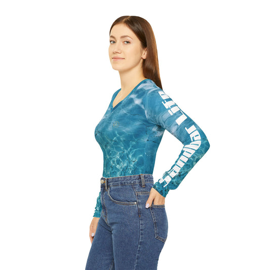 Sleeve V-Neck Shirt, Beachwear, Summer Fashion, Vacation Outfit, Water-Themed Apparel, Sports