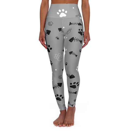 Pet Paw Print High Waisted Yoga Leggings, Animal Lover Activewear, Exercise Leggings, Sports, Cute Workout Pants