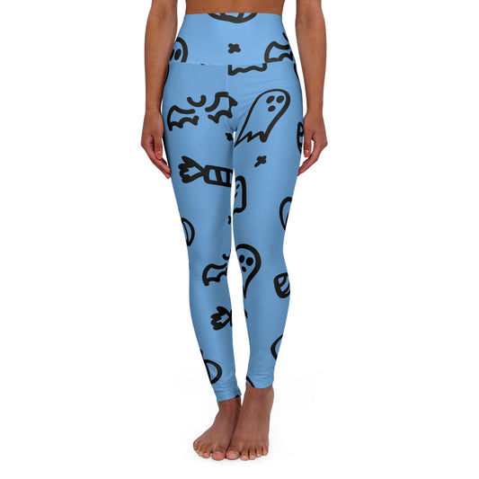 Spooky Ghost High Waisted Yoga Leggings | Halloween Fitness Gear, Sports Leggings for Yoga, Workout Tights, Comfortable Halloween Apparel