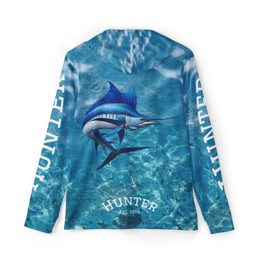 Men's Sports, Fishing Hoodie - Ocean Inspired Design with Marlin Graphic